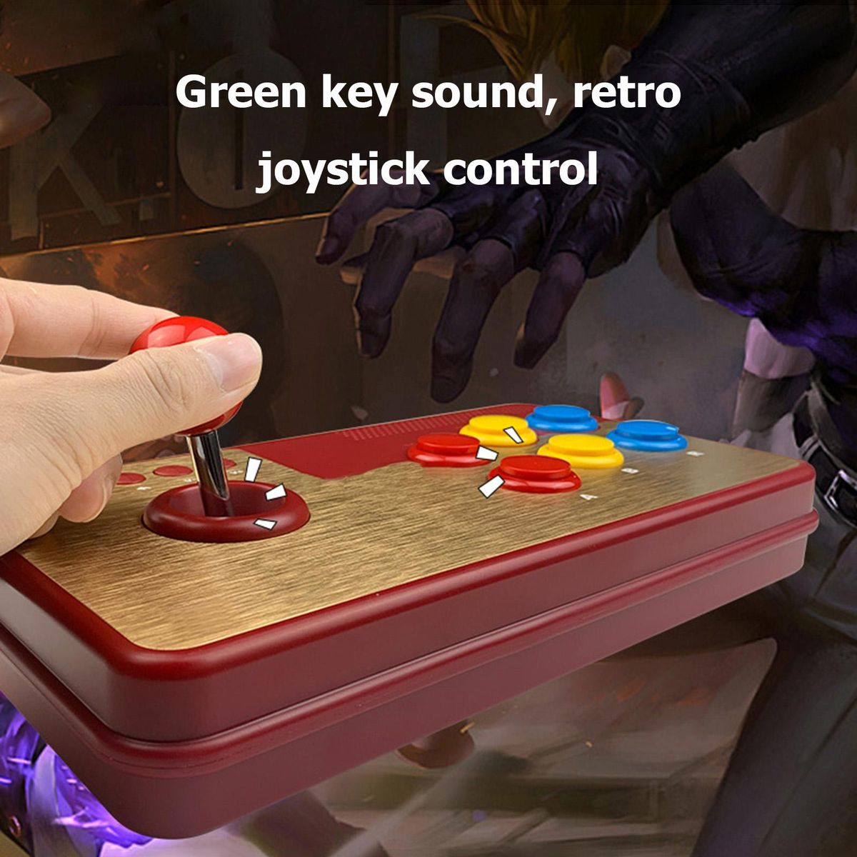 Arcade Fight Stick Joystick Hand Control Nostalgic Game Console Arcade Stick Game Controllers 1000 Games 6 Buttons with 2 USB Ports TF Card for TV Window PC