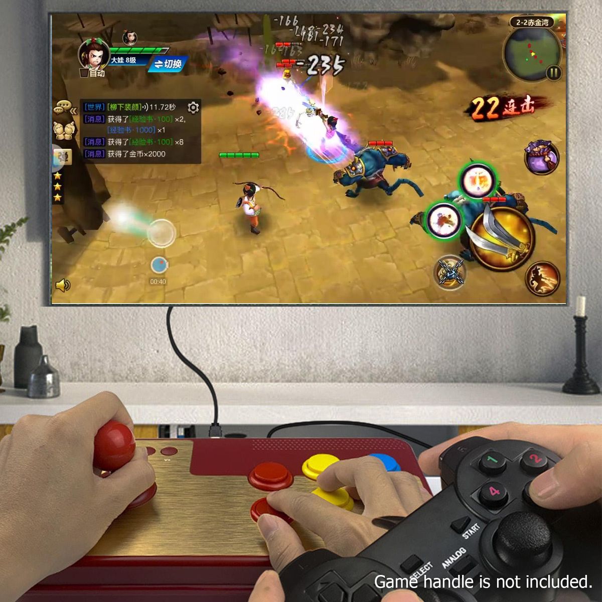 Arcade Fight Stick Joystick Hand Control Nostalgic Game Console Arcade Stick Game Controllers 1000 Games 6 Buttons with 2 USB Ports TF Card for TV Window PC