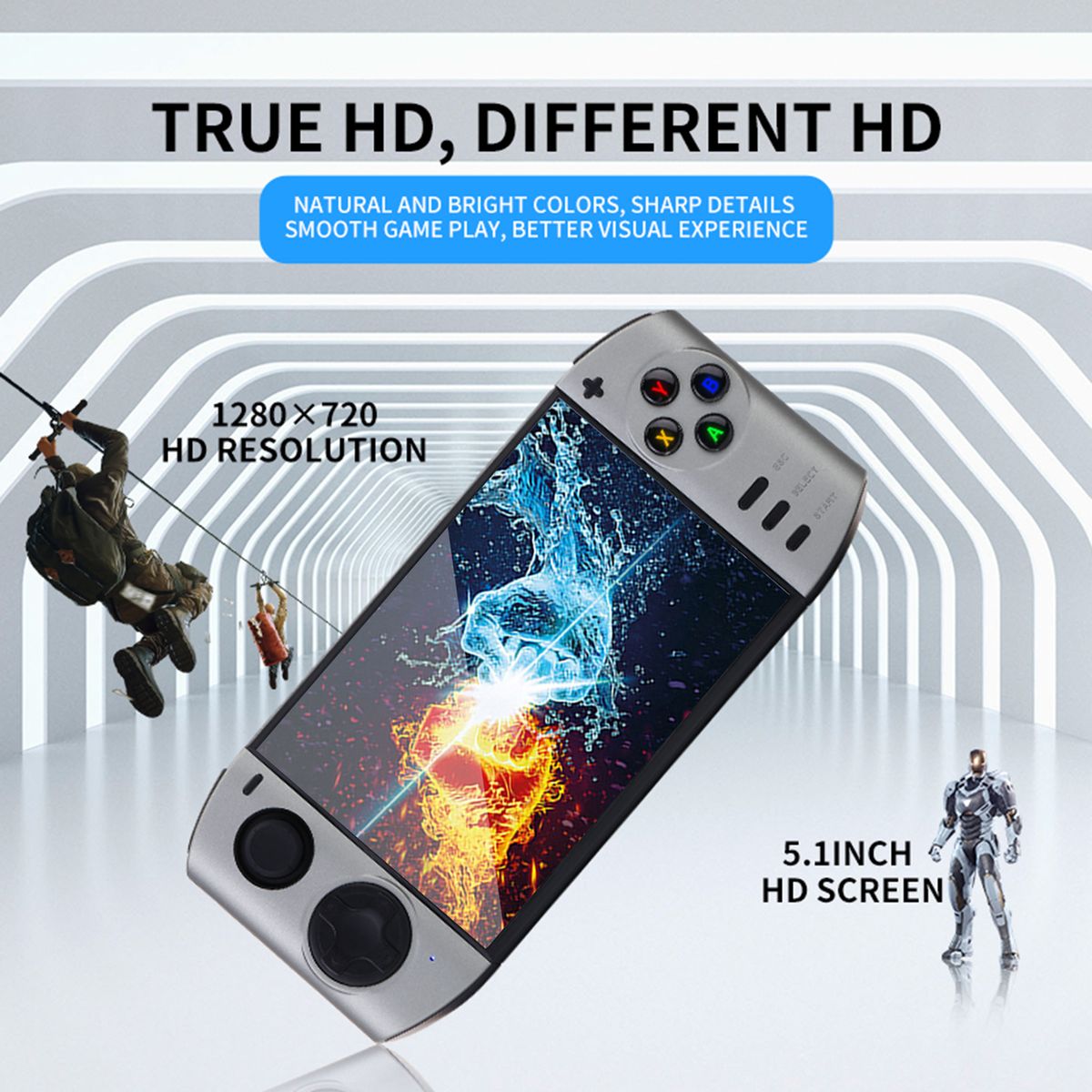 NEW XY-09 5.1 Inch 16 Million Colors 16/9 HD Screen Handheld Game Console Support Wireless Controller Video Gaming Player Toys