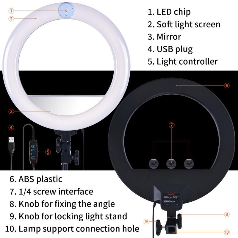 14 inch Led Ring Light With USB Port Photographic Lighting makeup Ring Lamp
