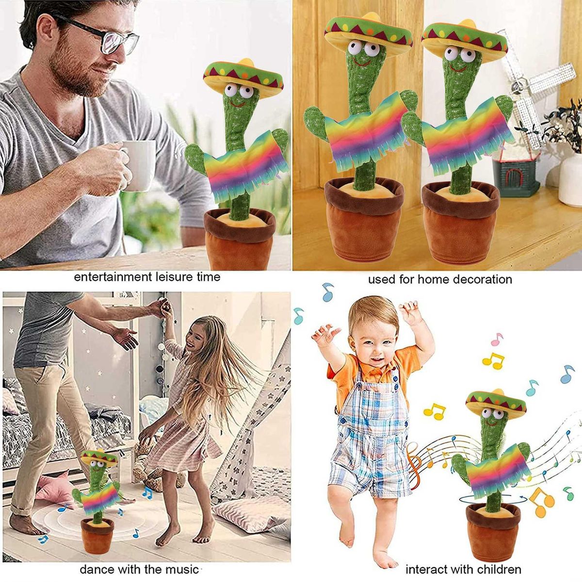 Lovely Talking Toy Dancing Cactus Doll Speak Talk Sound