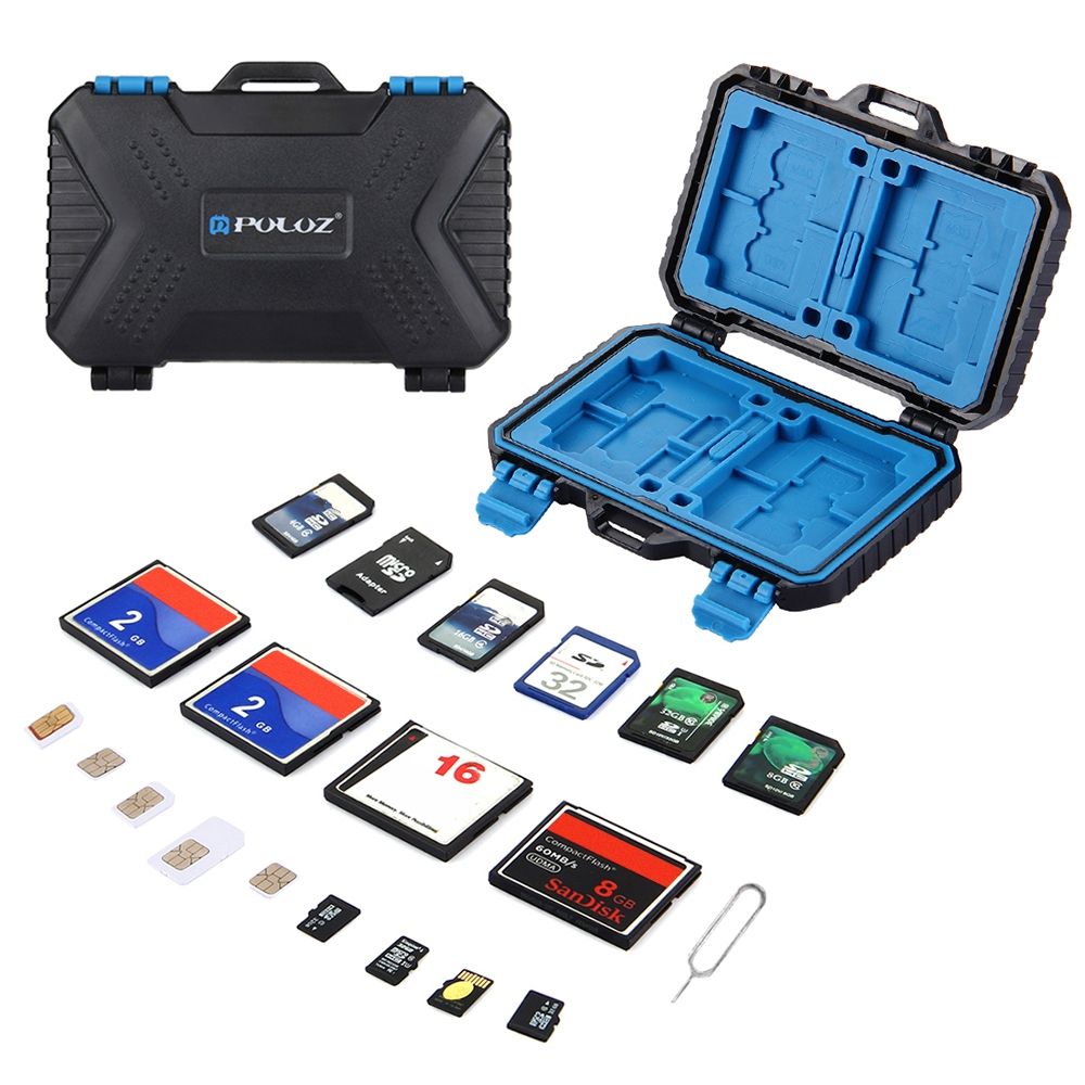 Memory Card Reader USB SD CF TF Reader With OTG Fuction & Slots Waterproof Storage Box Protector SIM Cards Case Holder For Tablet Computer Notebook & Android Smartphones PU5002