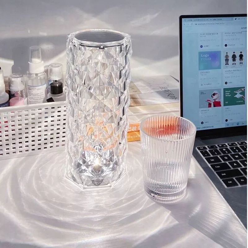 Crystal Lamp Touch Table Bedside Lamps Light Fixture 16 Colours LED Atmosphere Room Decor Christmas Room Decoration Home Lights