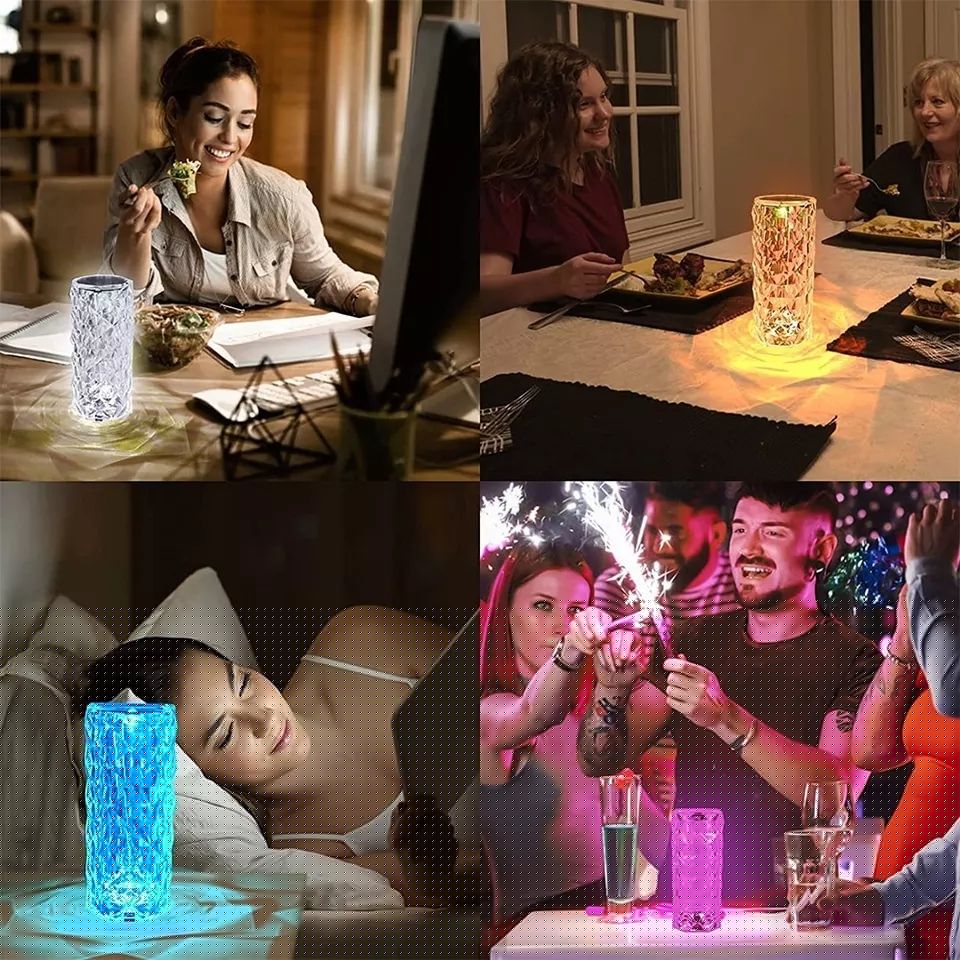 Crystal Lamp Touch Table Bedside Lamps Light Fixture 16 Colours LED Atmosphere Room Decor Christmas Room Decoration Home Lights