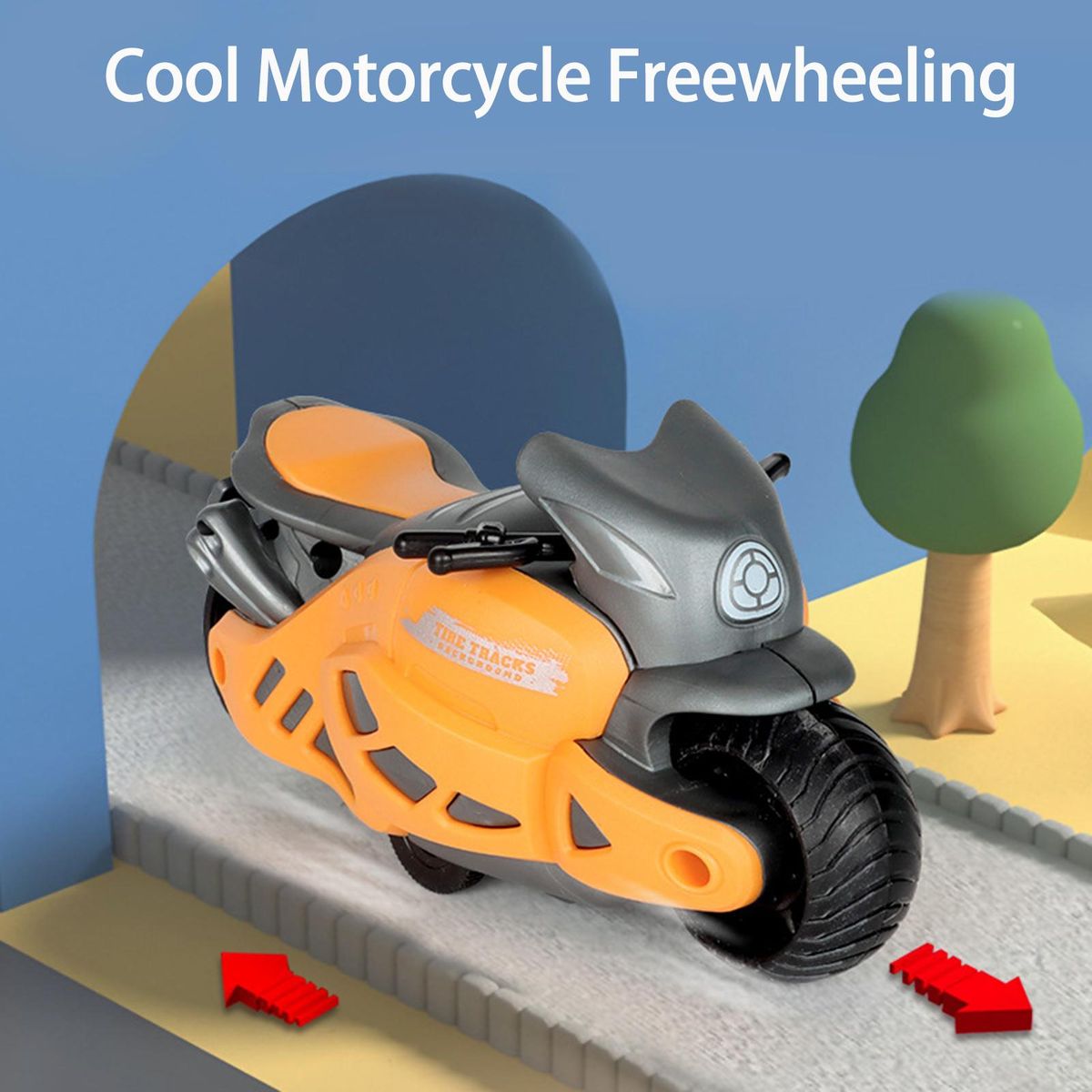 Children Motorcycle Model Mini Plastic Pull Back Children Motorcycle Toy Yellow
