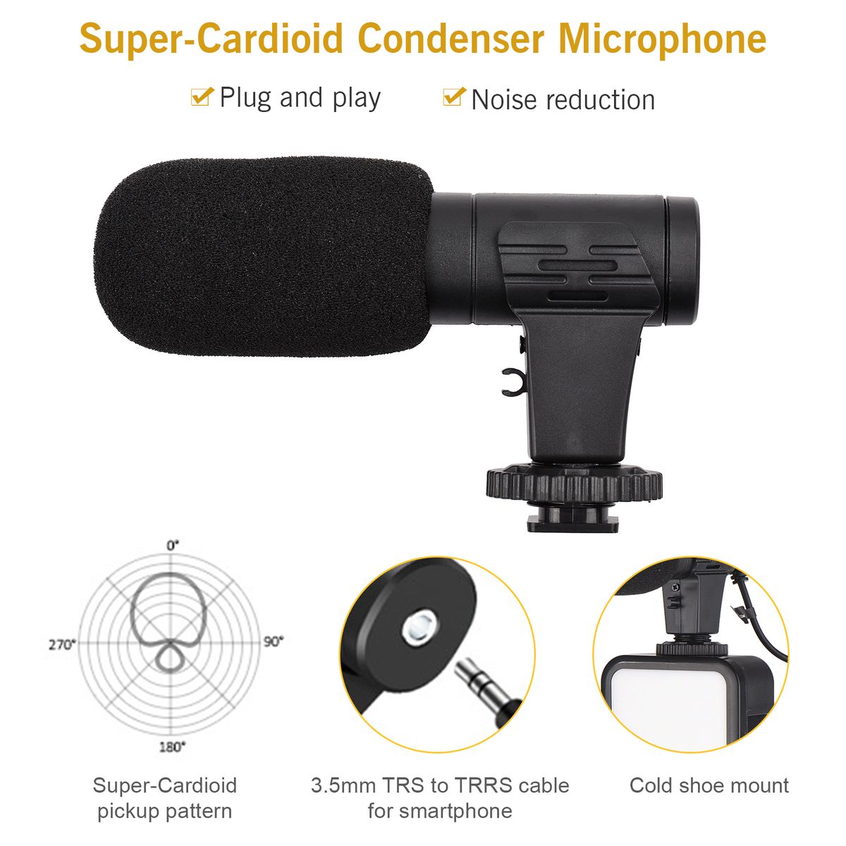 Phone Video Vlog Kit With Selfie Stick Tripod LED+Microphone