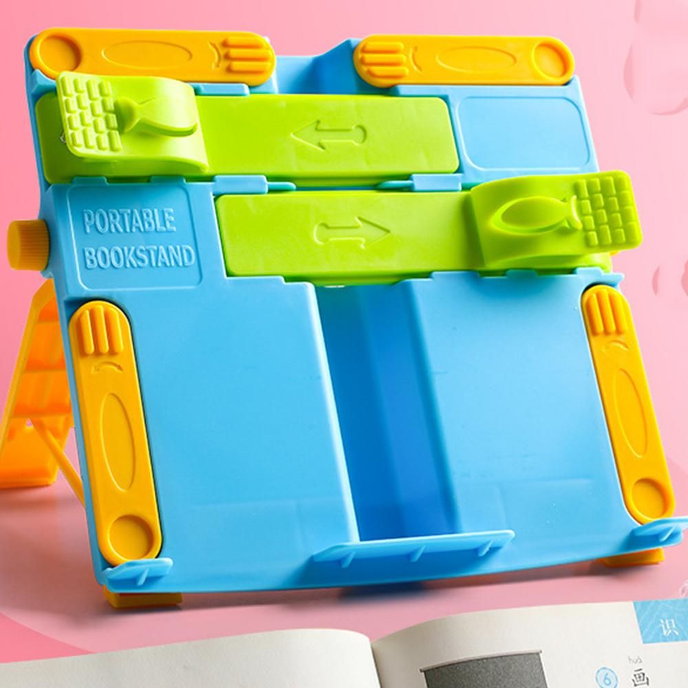 Adjustable Book Stand Holder Portable Foldable Bookends Bookstand Reading Book Holder Fixed Kitchen Bookends, Blue