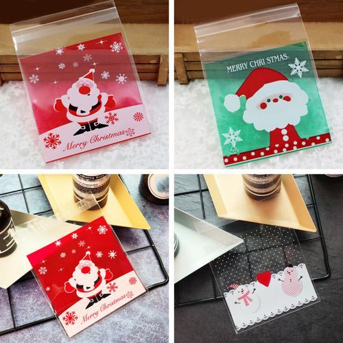 100Pcs Self-adhesive Candy Bags Christmas Cookie-8#