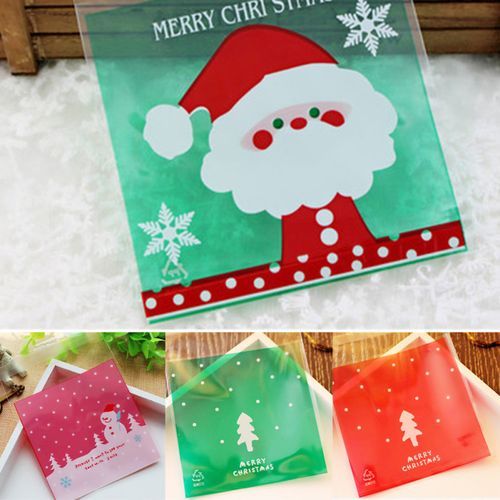 100Pcs Self-adhesive Candy Bags Christmas Cookie-8#