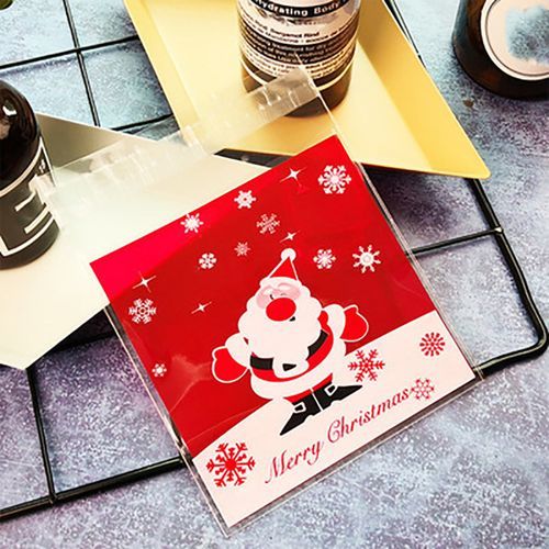 100Pcs Self-adhesive Candy Bags Christmas Cookie-8#