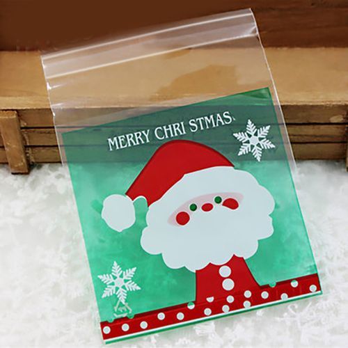 100Pcs Self-adhesive Candy Bags Christmas Cookie-8#
