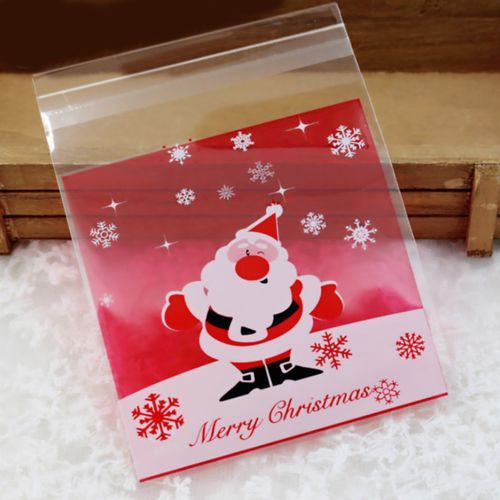 100Pcs Self-adhesive Candy Bags Christmas Cookie-8#