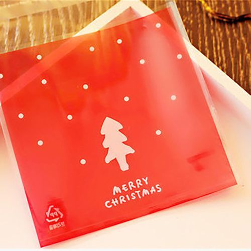 100Pcs Self-adhesive Candy Bags Christmas Cookie-8#