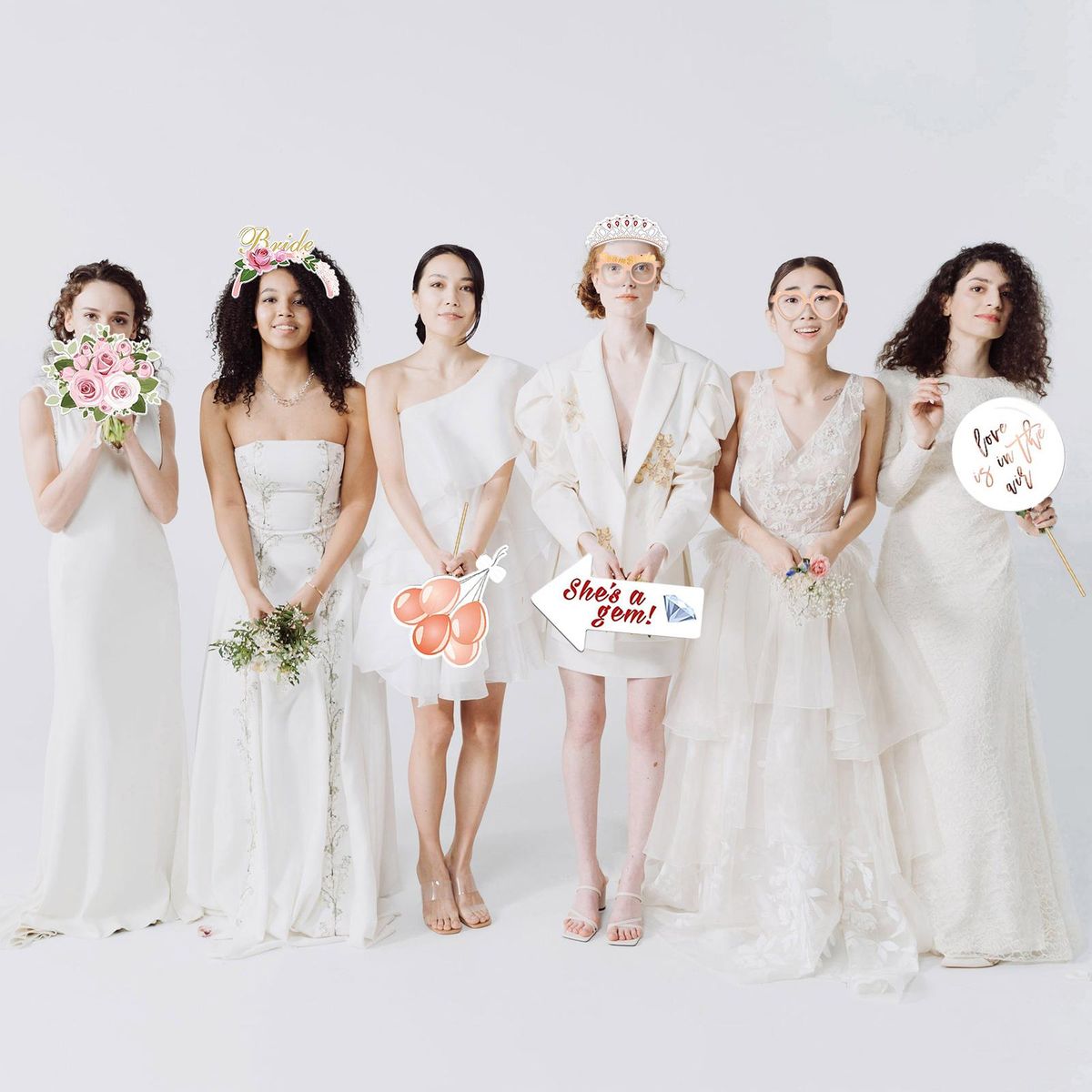 23PCS Wedding Photo Booth Props Bridal Shower Party Decorations Selfie Station for Wedding Party Game Accessories