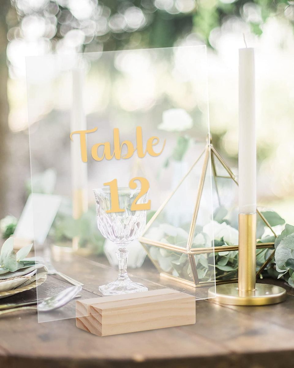 10 Pack Wood Place Card Holders Wooden Menu Sign Holder Table Numbers Card Display Stand for Wedding Dinner Home Party Events Decoration