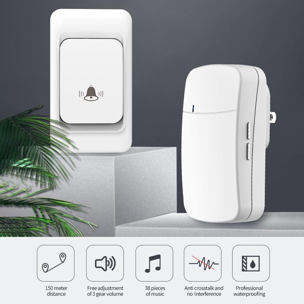Wireless Doorbell Smart Doorbell 150M Remote Distance 3 Gear Volume Adjustment 38 Chords