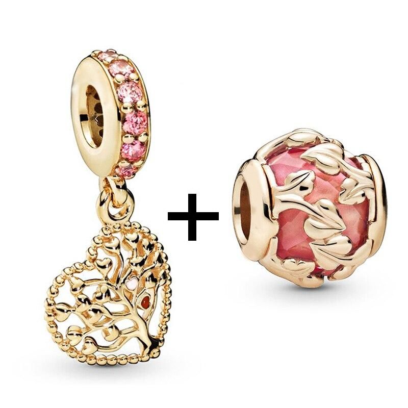 2Pcs/Lot Golden Tree Of Life Pendant Bee Crystal Charms Beads Fit DIY Brand Bracelet Necklaces For Women Fashion Jewelry Making
