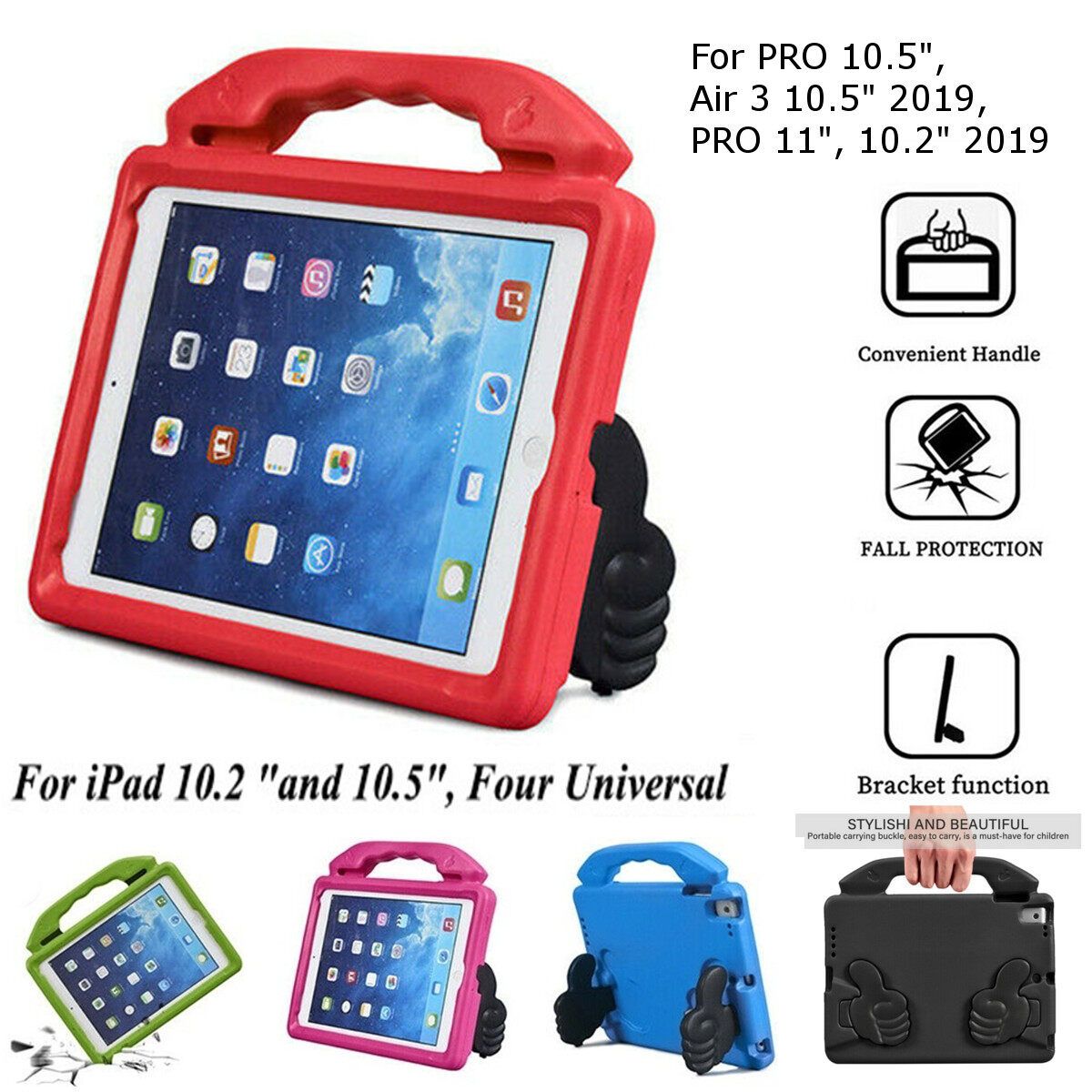 Children Kid Shockroof EVA Safe Stand Case Cover For Iad RO 10.2 An 10.5'' Black