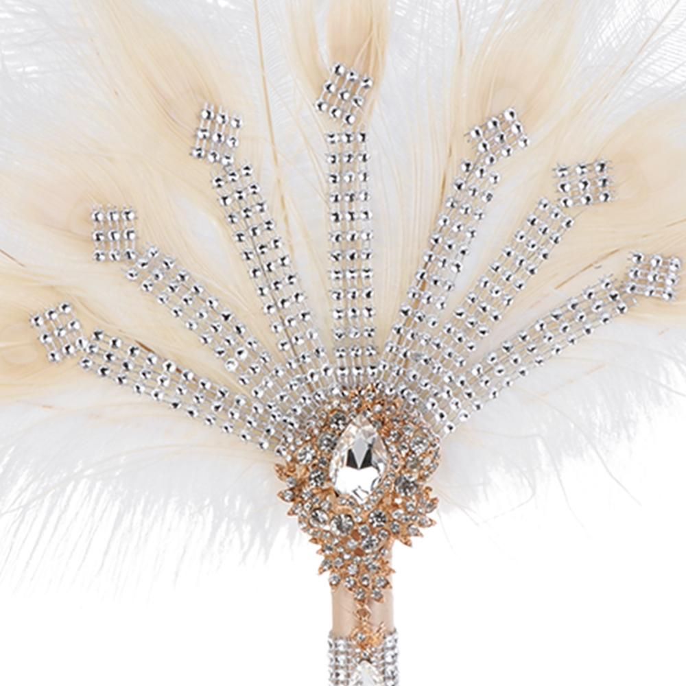 Bridal Bouquet Crystal Bridesmaid Decorative Wedding Fan Bouquet Flapper Feather