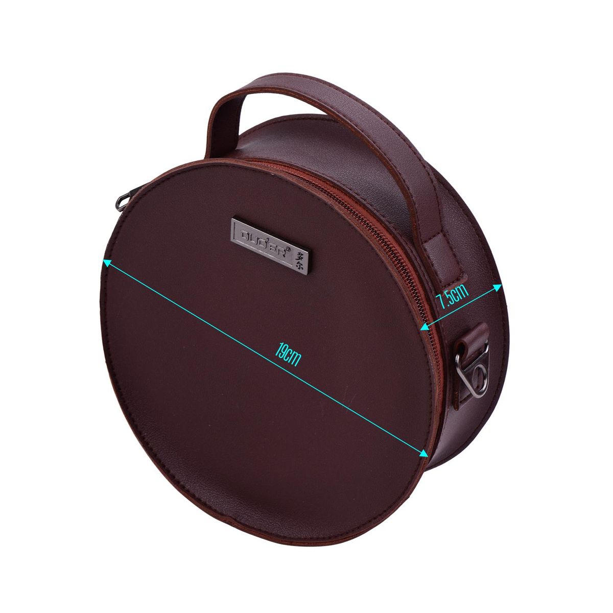 Portable Stylish Thumb Piano Soft Case PU Leather Circle Shape Kalimba Storage Bag Multi-Functional Round Gig Bag with Adjustable Strap Dark Brown