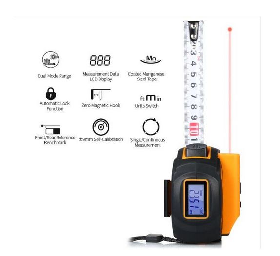 Digital Laser/Tape Measure Distance Meter 60M/5m