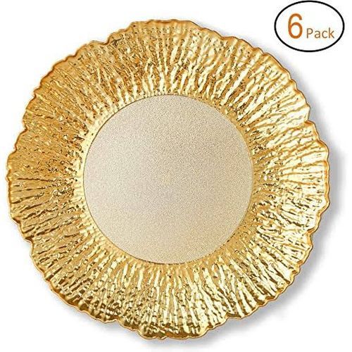 6pcs Gold Shell Design Charger Plate