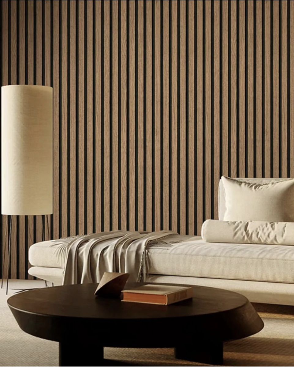 Adore Decor Brown Fluted Panel 3D Effect Wallpaper
