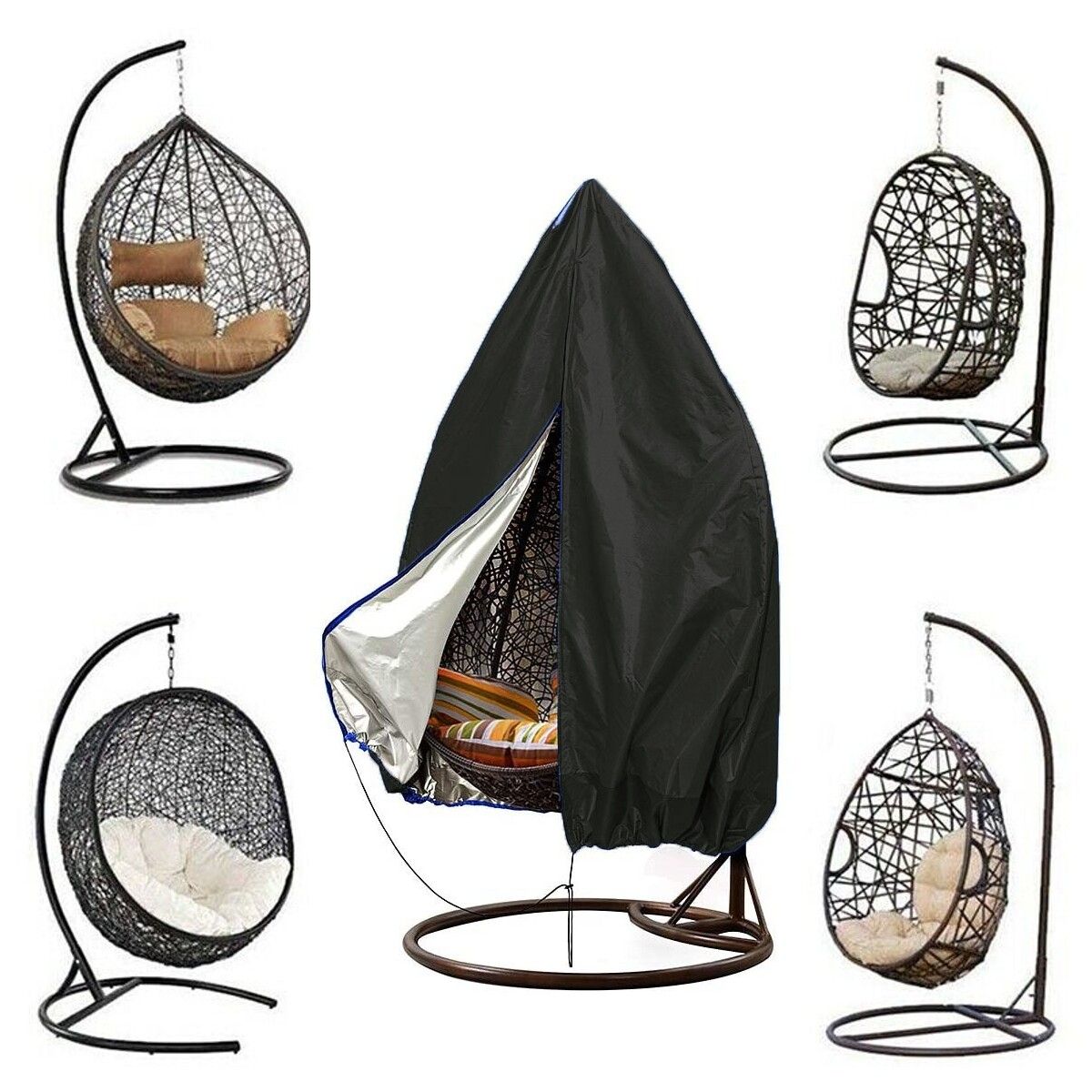 210D Patio Hanging Egg Swing Chair Cover Windproof Protector Outdoor Indoor