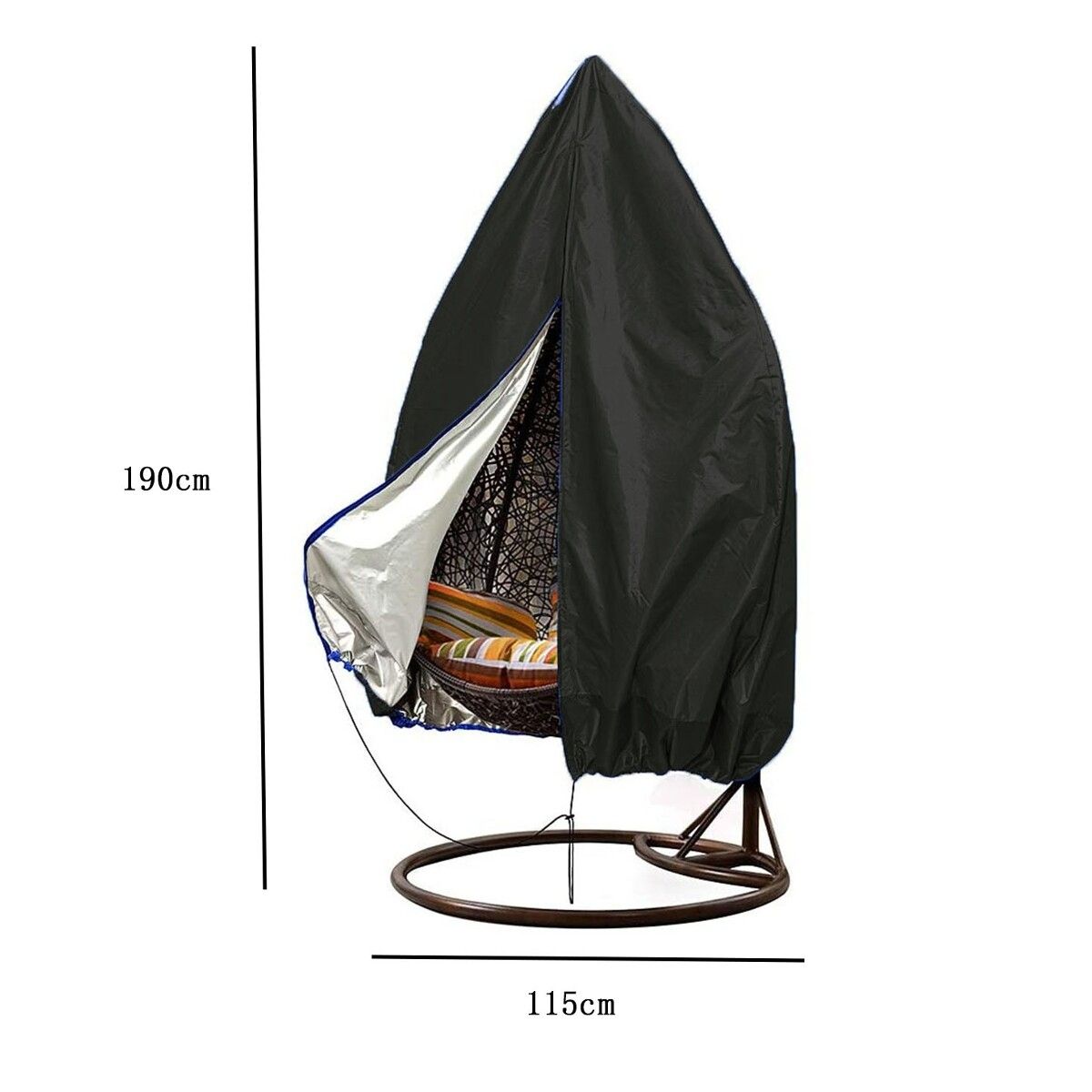 210D Patio Hanging Egg Swing Chair Cover Windproof Protector Outdoor Indoor