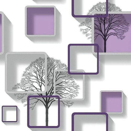 3D PVC Wall Paper White & Blue Square Effect