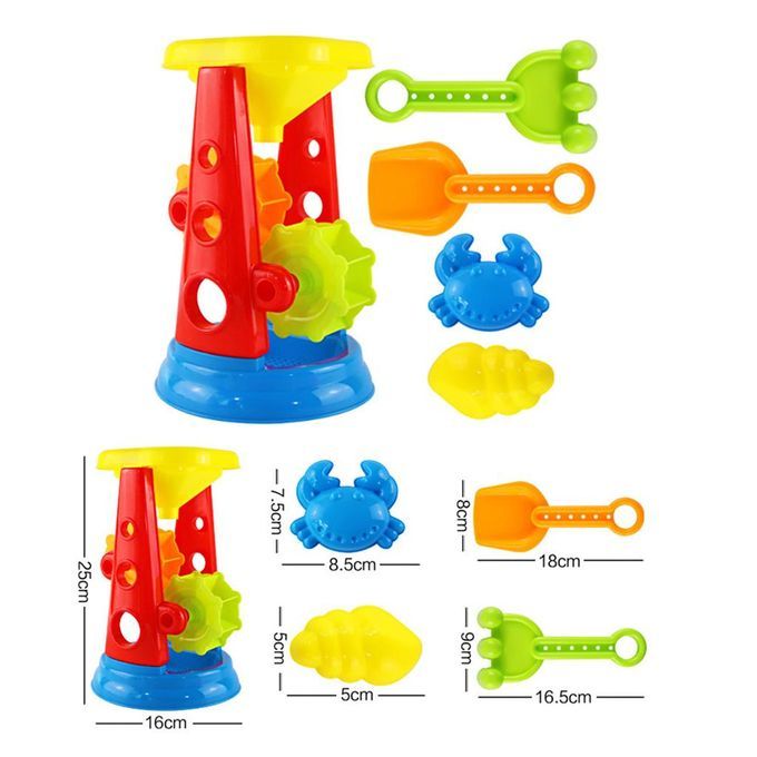 5 Pieces Beach Sand Toys Set - Sandbox Water Wheel Sandglass, Shovel