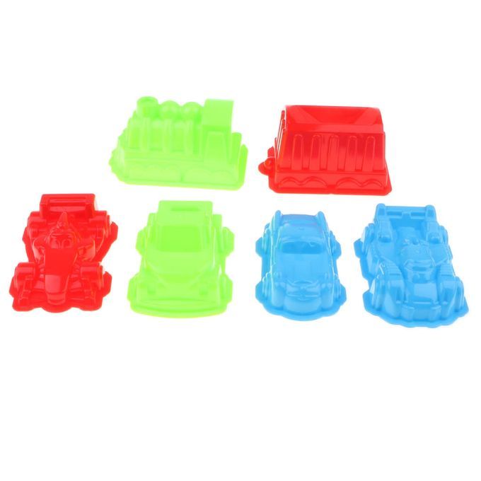 Pack Of 6  Colored Diecast Vehicle Sand Molds For Kids Outdoor