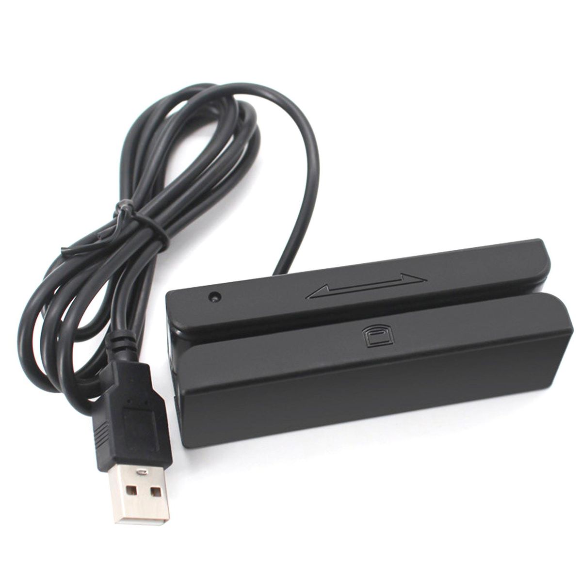 Full 3-Track USB Magnetic Strip Card Reader Plug And Play Green Indicator Light with Buzzer Beep Bidirectional Reading POS Machine