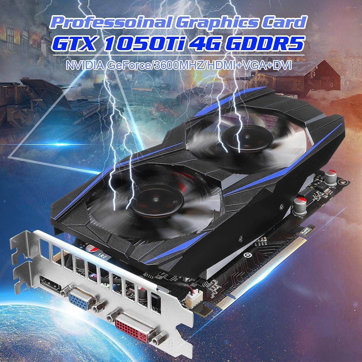 GTX1050Ti 4GB D5 128Bit Game Video Graphics Card HDMI 2 Fan For NVIDIA GeForce