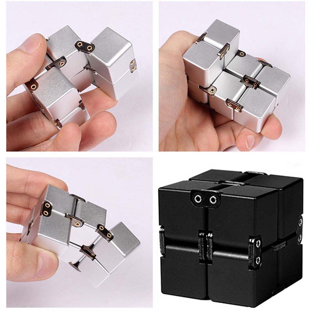Infinity Cube Fidget Toys Fidget Block Mini Stress Anxiety Release Adults Kids-Black