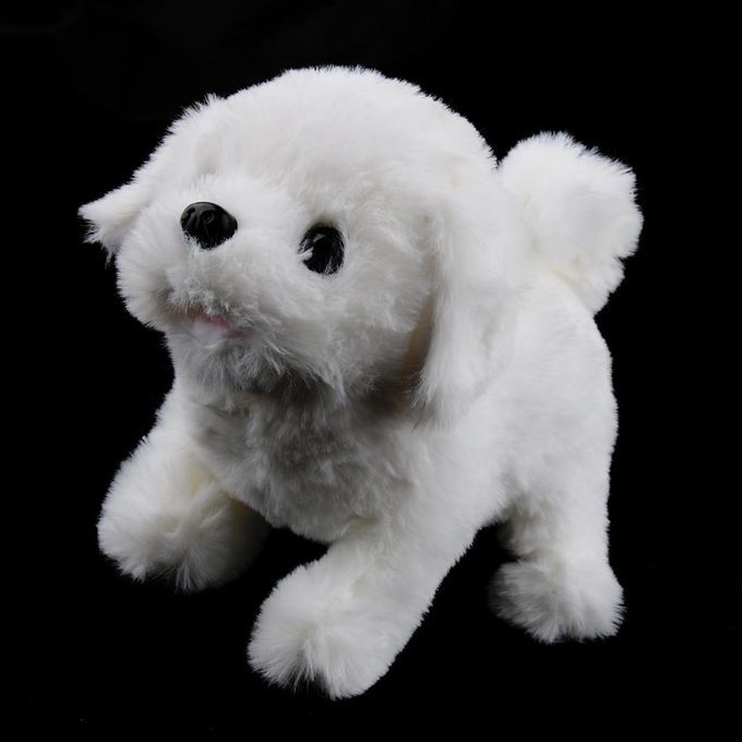 Cute Plush Dog  Wag Tail Animal For Kids White Bichon Frise