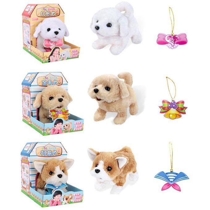 Cute Plush Dog  Wag Tail Animal For Kids White Bichon Frise