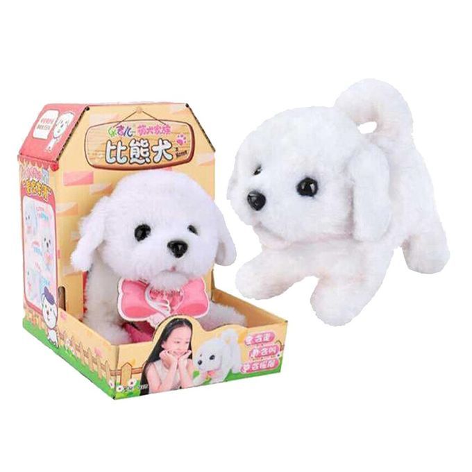 Cute Plush Dog  Wag Tail Animal For Kids White Bichon Frise