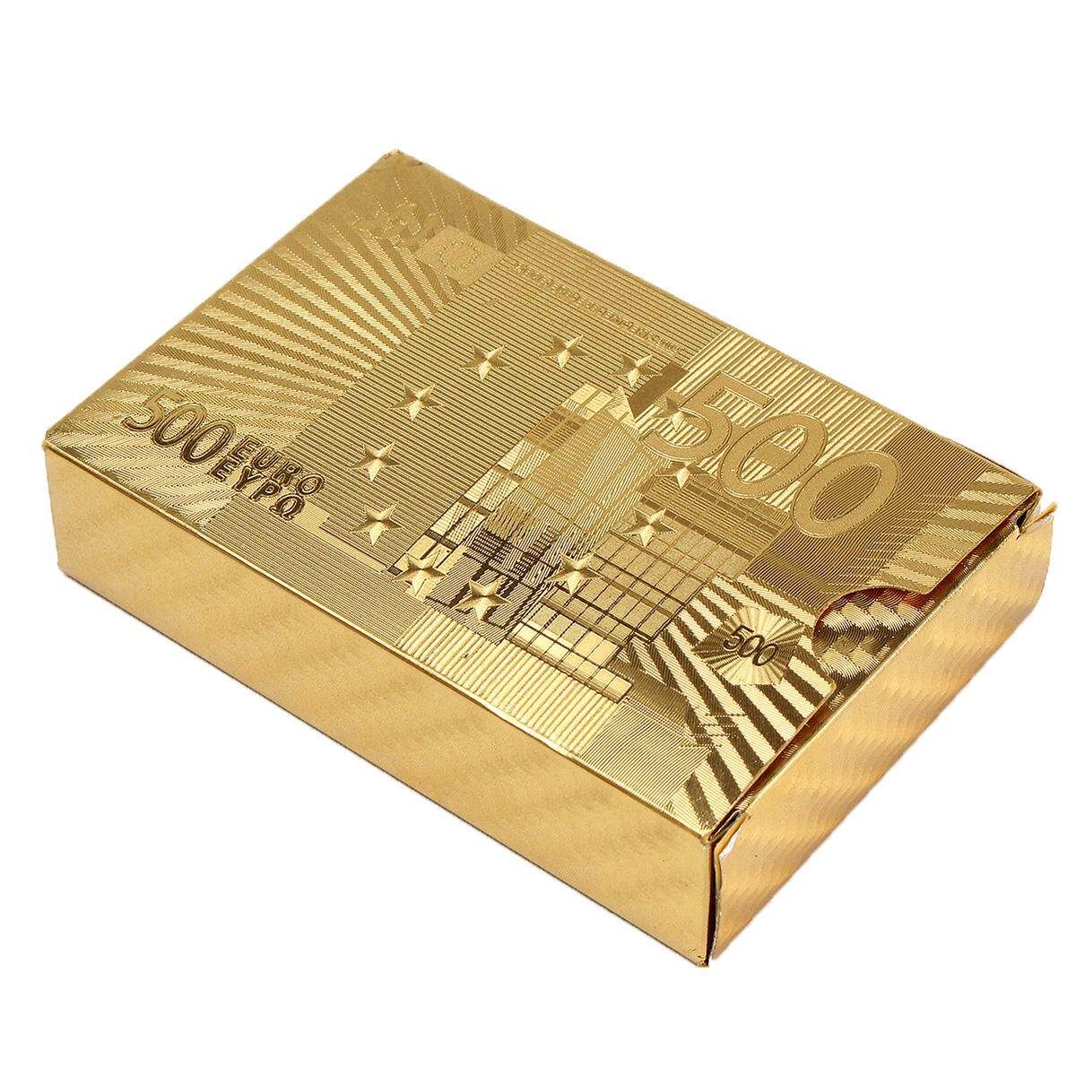 6PCS €500 EUR Gold Edition Golden Playing Cards Deck Magic Card Plastic Gold Foil Plated Poker Cards Waterproof