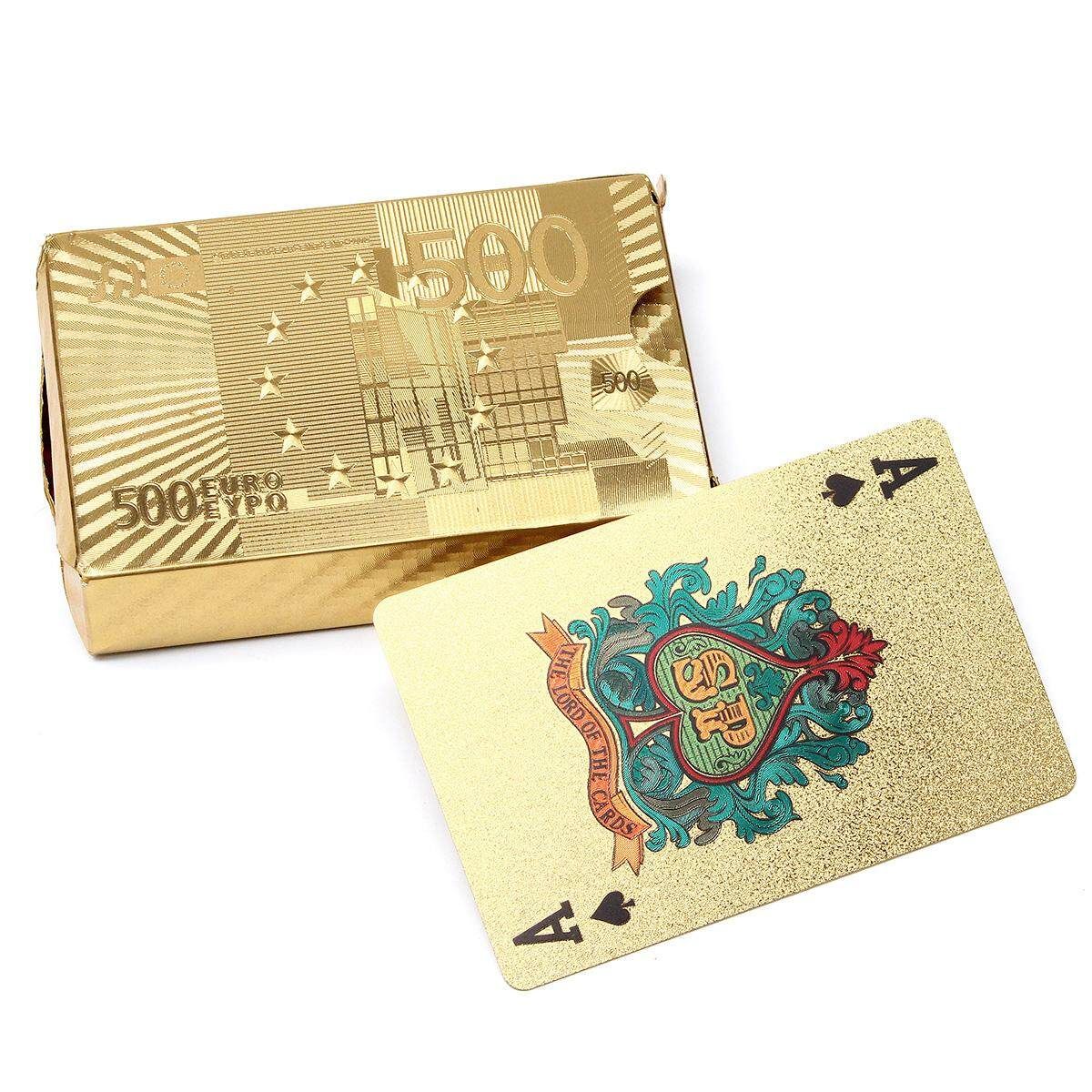6PCS €500 EUR Gold Edition Golden Playing Cards Deck Magic Card Plastic Gold Foil Plated Poker Cards Waterproof