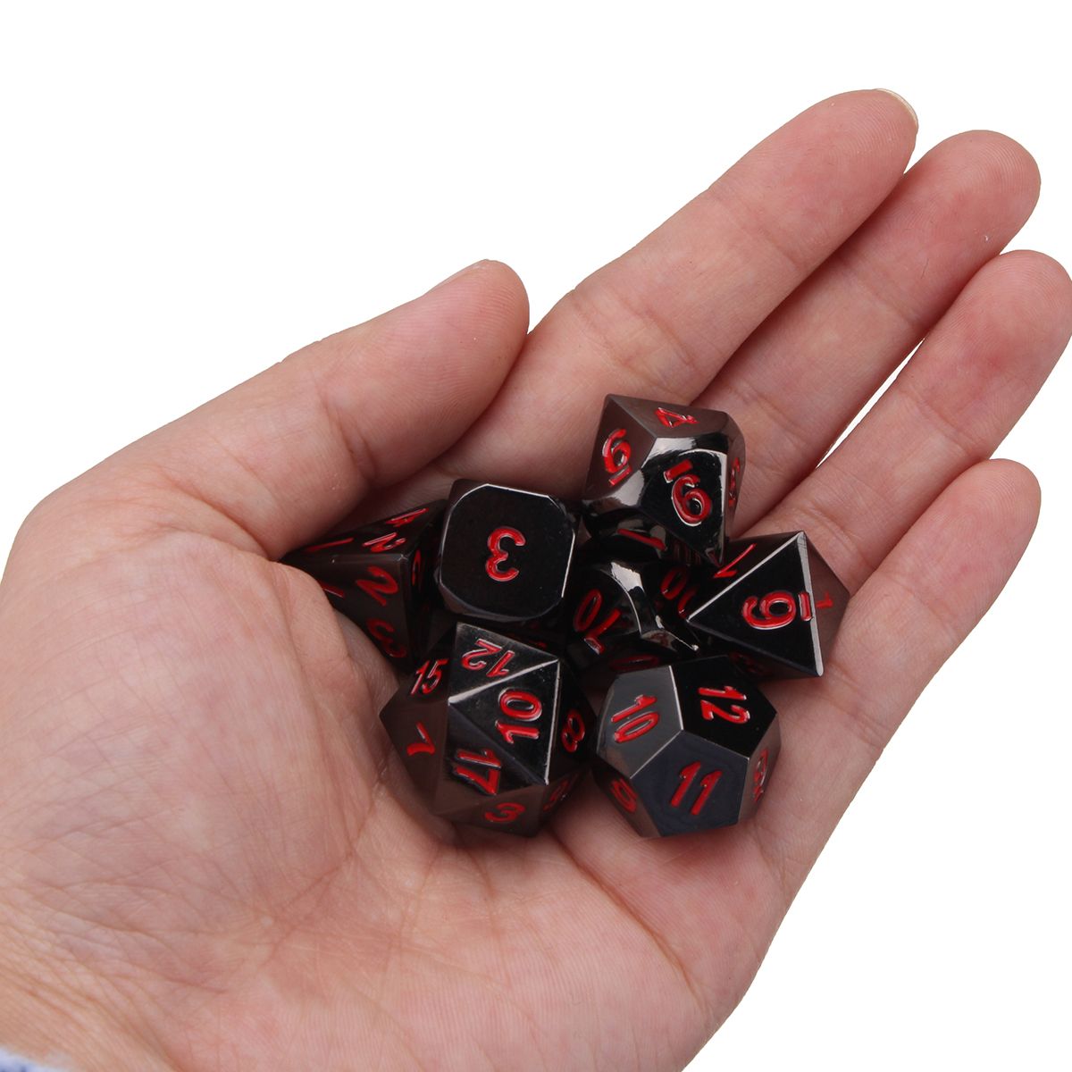 Embossed Antique Metal Polyhedral Dice Role Playing Game Party W/ Bag Black Nickel