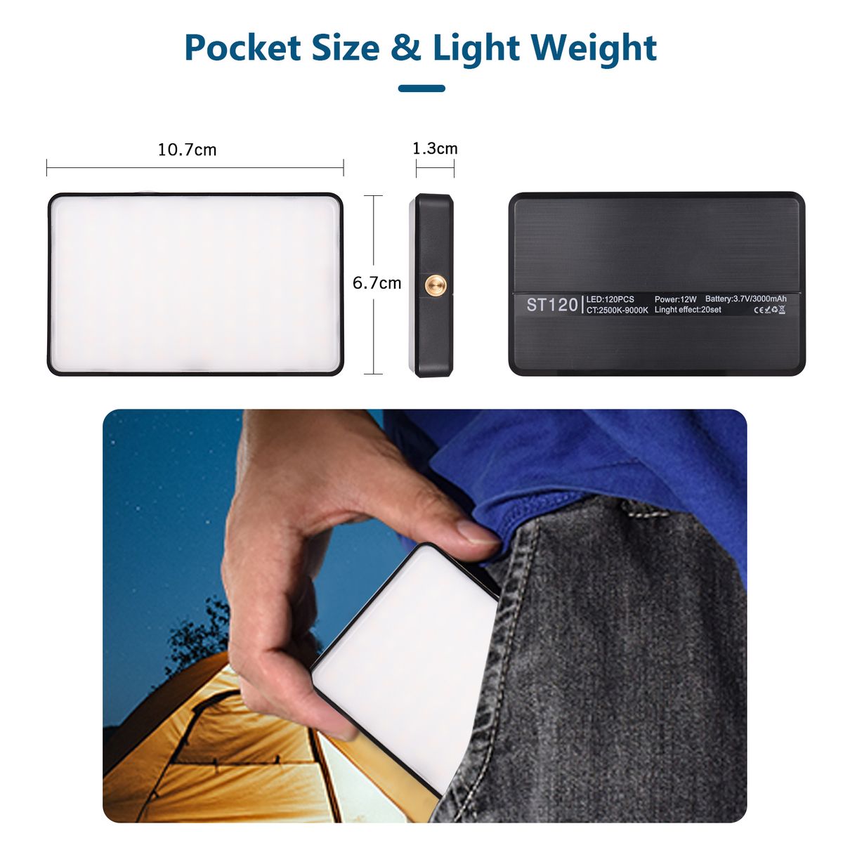 ST120 Pocket LED Video Light Rechargeable Fill Light