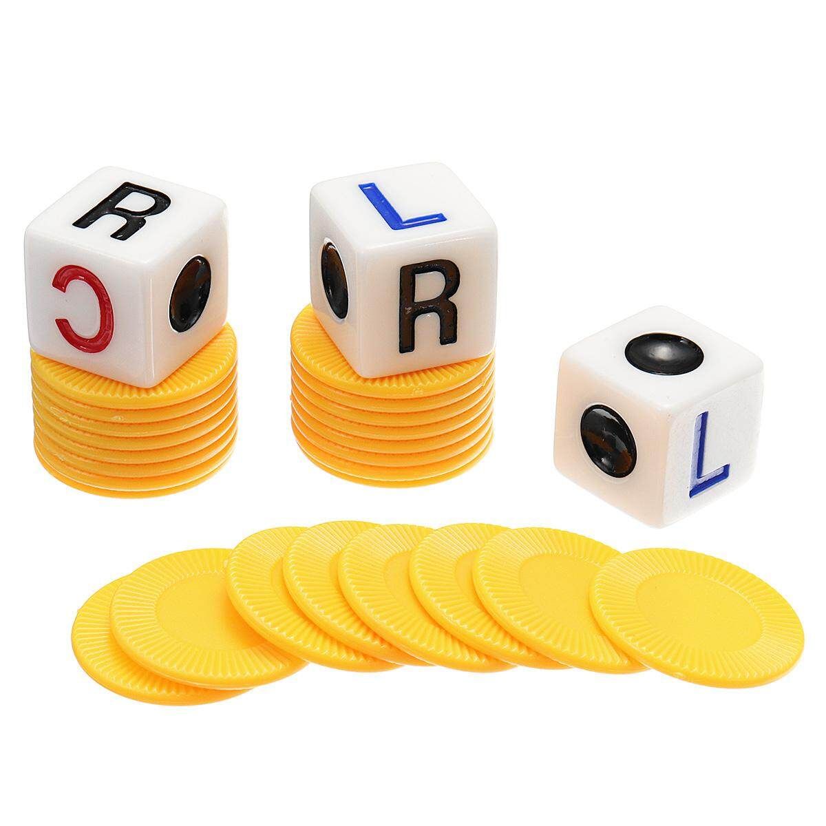 Left Center Right 3 Dices 24 Chips Tube Party Game Adult Children Intelligen Toy