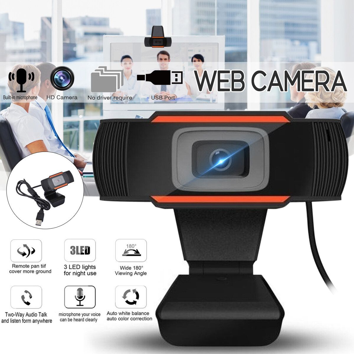 (Driverless) HD Fixed-Focus Webcam Video Recording USB Web Camera With Microphone For PC Laptop Desktop Netmeeting-Works Great With MSN, Yahoo And Skype 480P With External Microphone