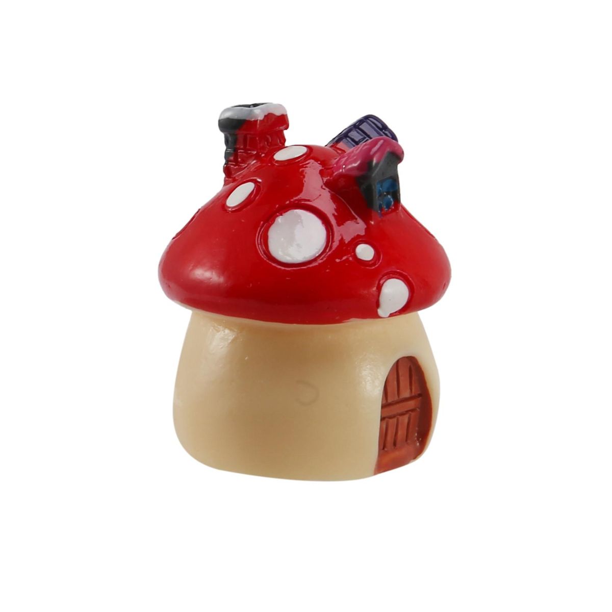 Garden Ornament Mushroom House Resin Figurine Craft Plant Pot Fairy Garden Decor Red S