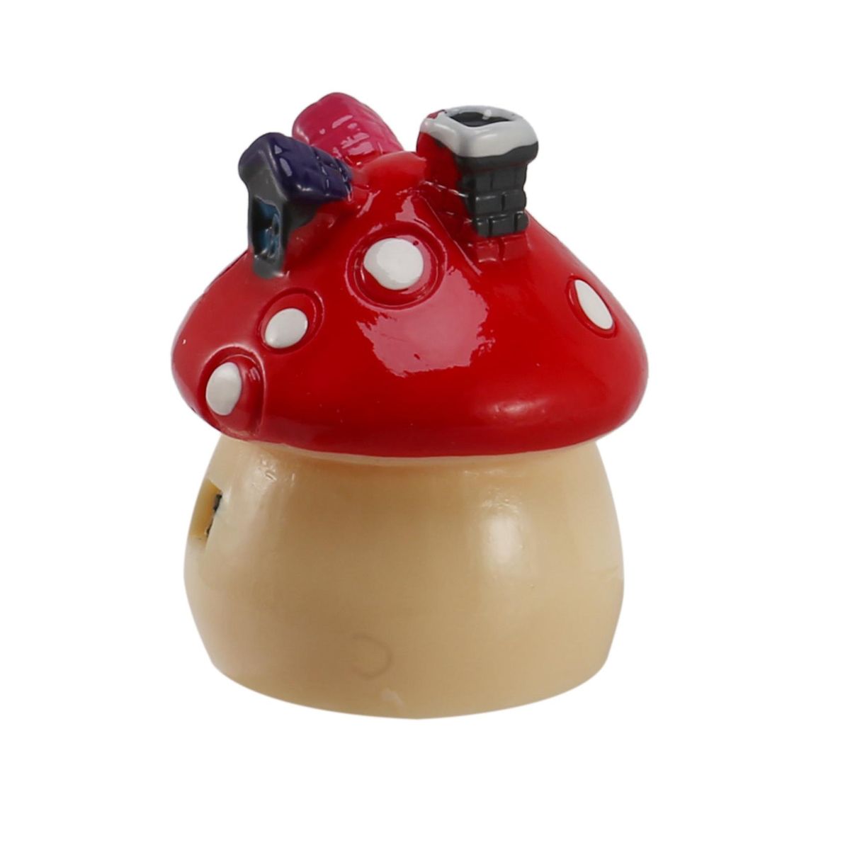 Garden Ornament Mushroom House Resin Figurine Craft Plant Pot Fairy Garden Decor Red S