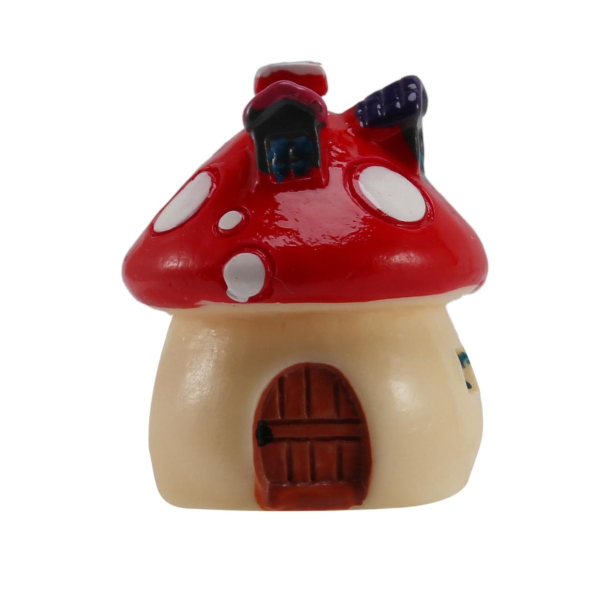Garden Ornament Mushroom House Resin Figurine Craft Plant Pot Fairy Garden Decor Red S