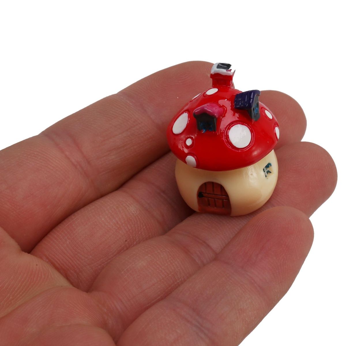 Garden Ornament Mushroom House Resin Figurine Craft Plant Pot Fairy Garden Decor Red S
