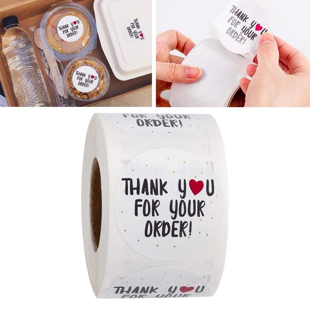 1 Roll Handmade THANK YOU FOR YOUR ORDER Stickers Labels Multicolor