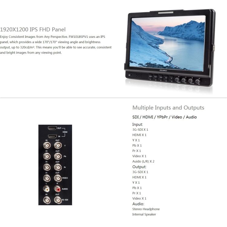 10.1 Inch IPS Screen Director Camera Field Monitor